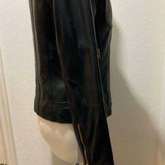 MICHAEL Michael Kors Leather Moto Jacket Front Zip Leather Jacket - Picture 10 of 15